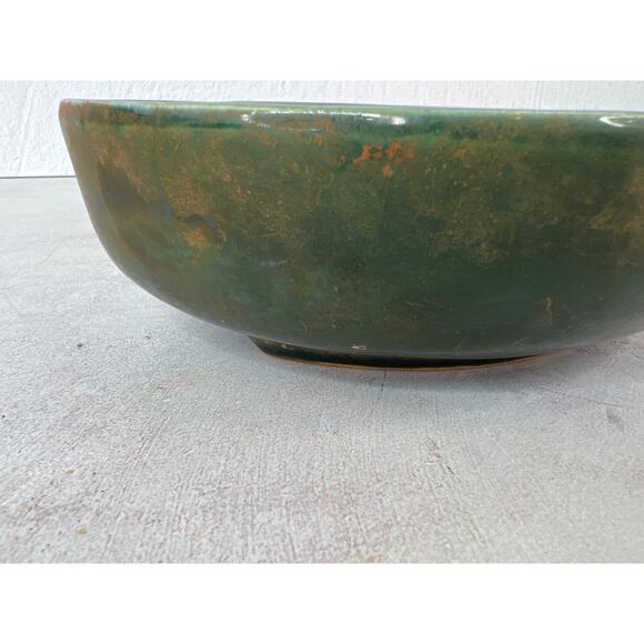Vintage Mid Century Modern Hull Pottery USA Dark Green Leaf Bowl Dish F14 - Picture 3 of 9